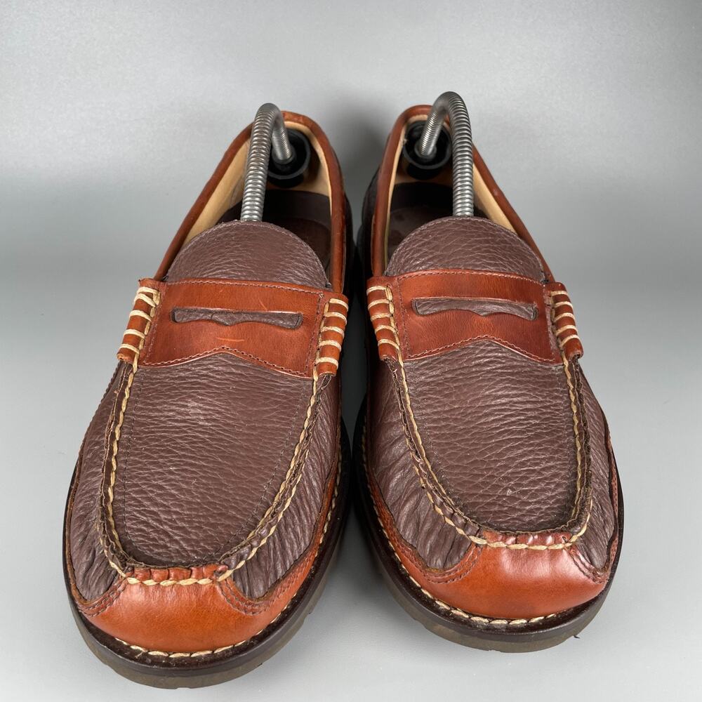 LL Bean Allagash Men's Size 10.5 D Brown Leather Slip On Penny Loafer Dress Shoe - Picture 2 of 9